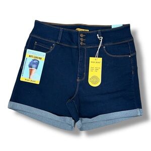 Wax jean High Rise Push up shorts dark blue size 1 XL NWT